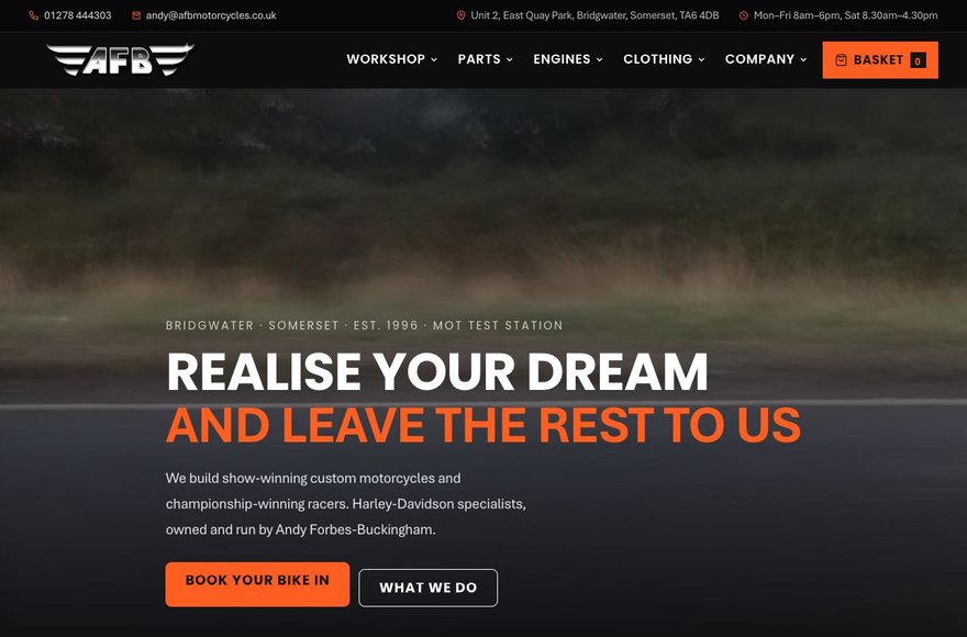 AFB Motorcycles website by Mediatopia