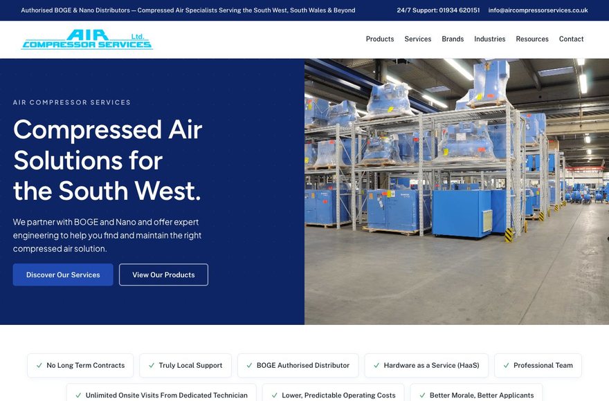 Air Compressor Services website by Mediatopia
