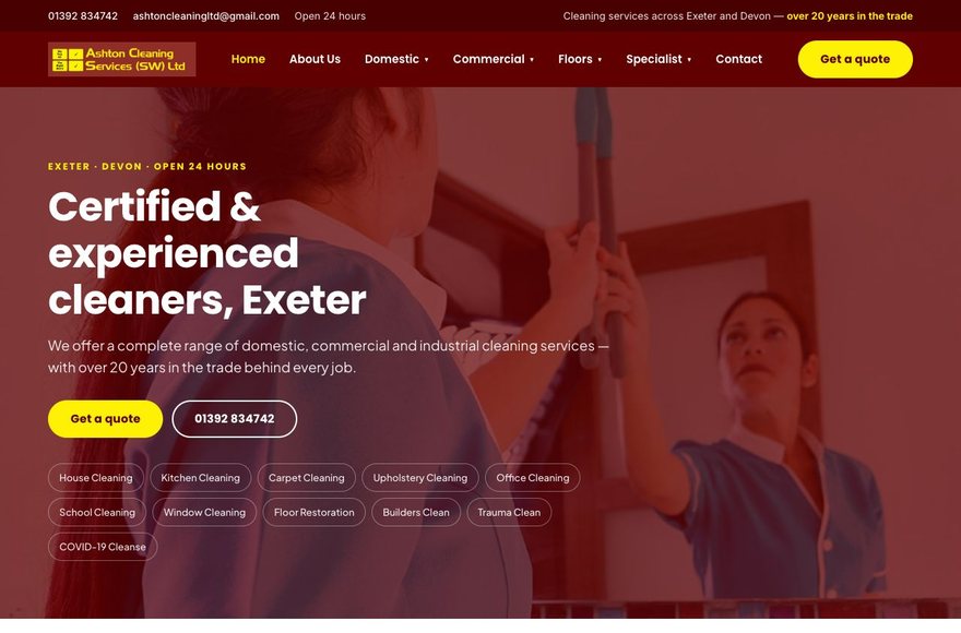 Ashton Cleaning website by Mediatopia