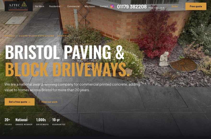 Aztec Paving website by Mediatopia