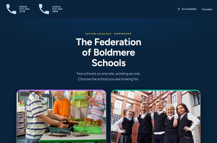 Boldmere Federation website by Mediatopia