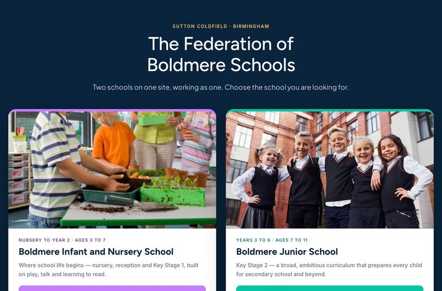 Boldmere Federation website by Mediatopia