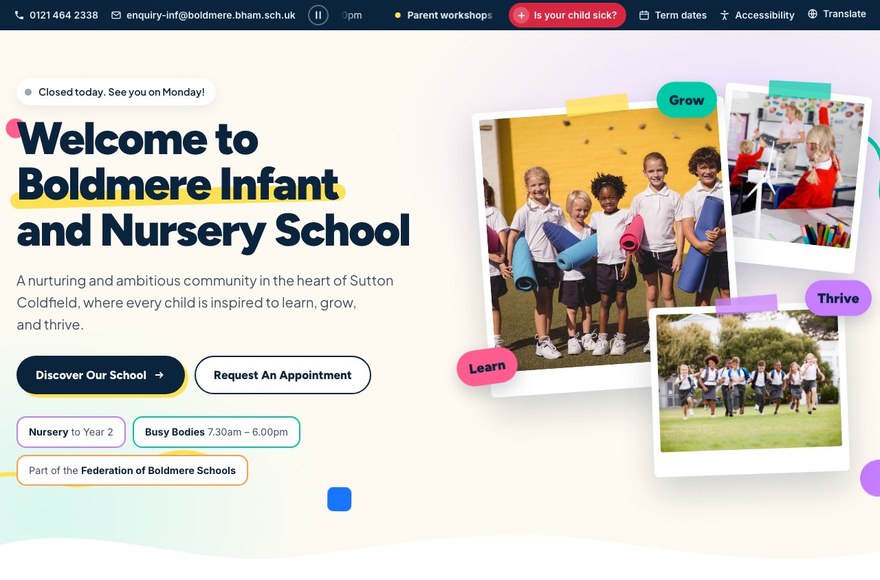 Boldmere Infant School website by Mediatopia