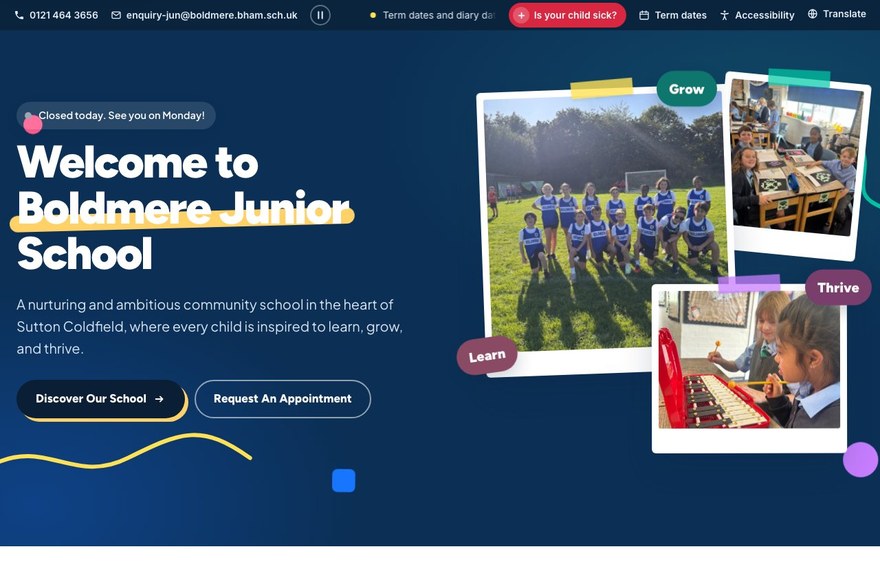 Boldmere Junior School website by Mediatopia