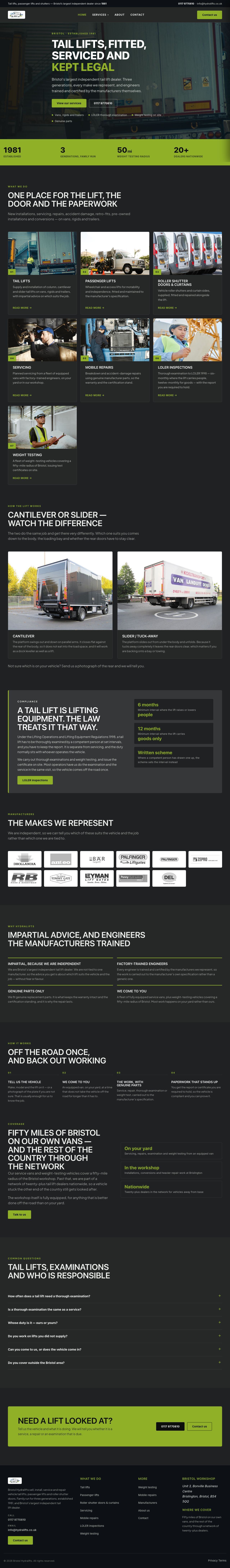 Bristol Hydralifts website designed and built by Mediatopia