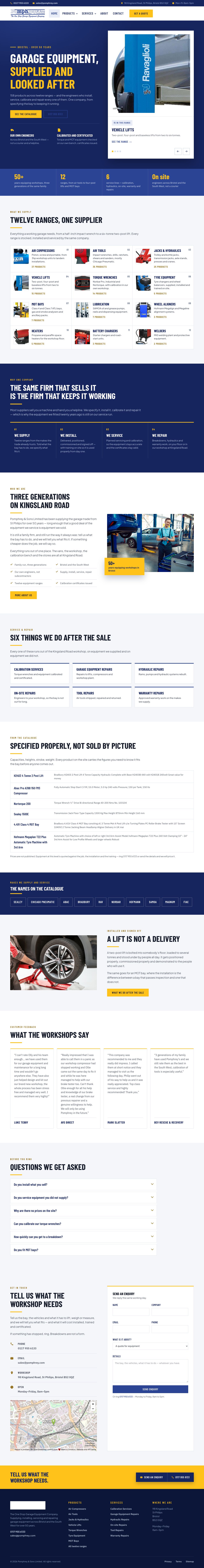 Pomphreys website designed and built by Mediatopia