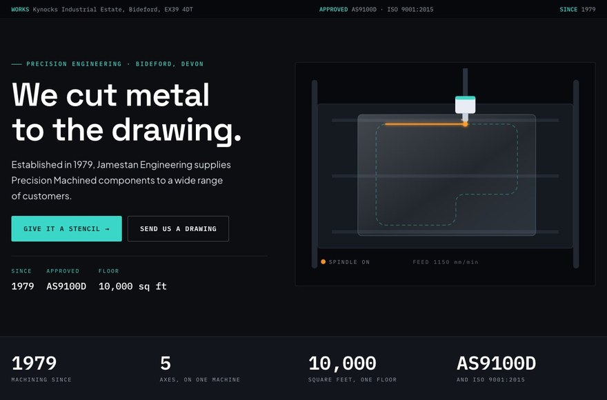 Jamestan Engineering website by Mediatopia