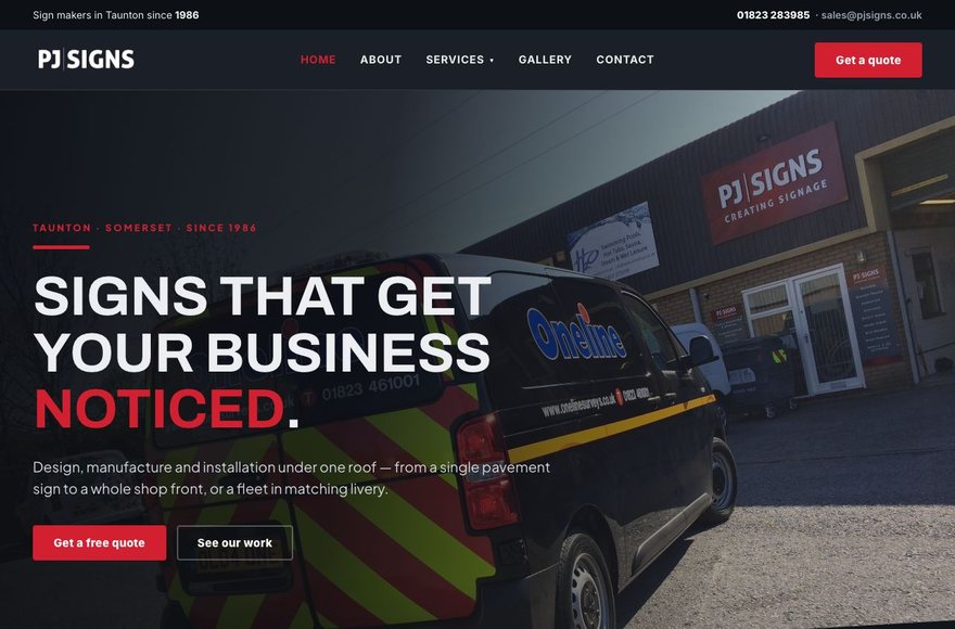 PJ Signs website by Mediatopia