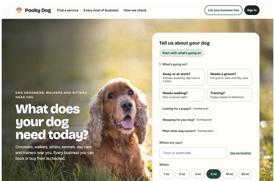 Pooky Dog &mdash; Marketplace for dog groomers, walkers and sitters