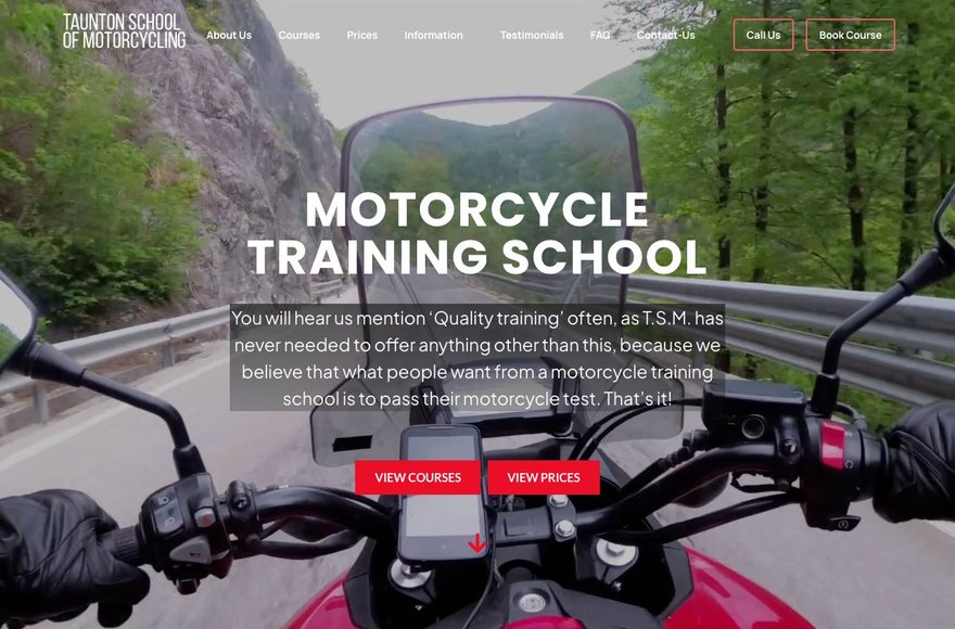 Taunton School of Motorcycling website by Mediatopia
