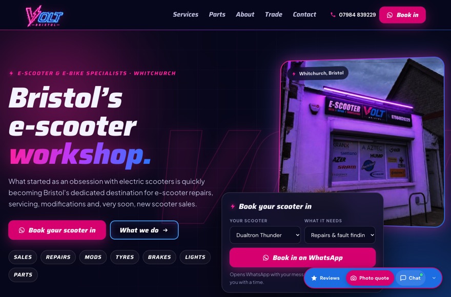 Volt Bristol website designed and built by Mediatopia