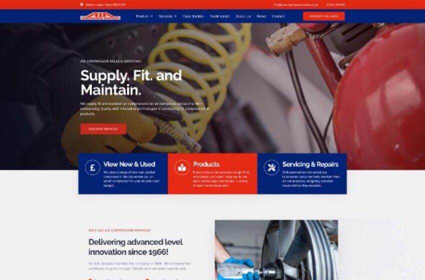 Air Compressor Services e-commerce website by Mediatopia Bristol web development