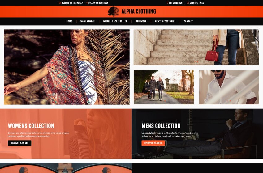 Alpha Clothing retail e-commerce website designed by Mediatopia web development Bristol