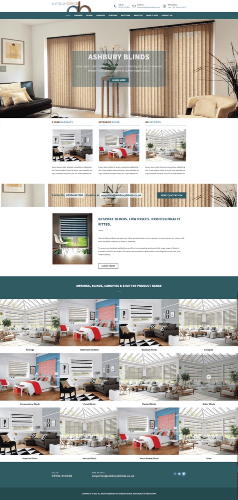 Ashbury Blinds website designed and built by Mediatopia