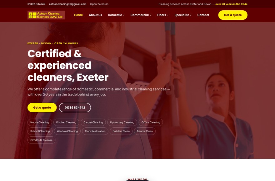 Ashton Cleaning commercial cleaning website by Bristol web designers Mediatopia