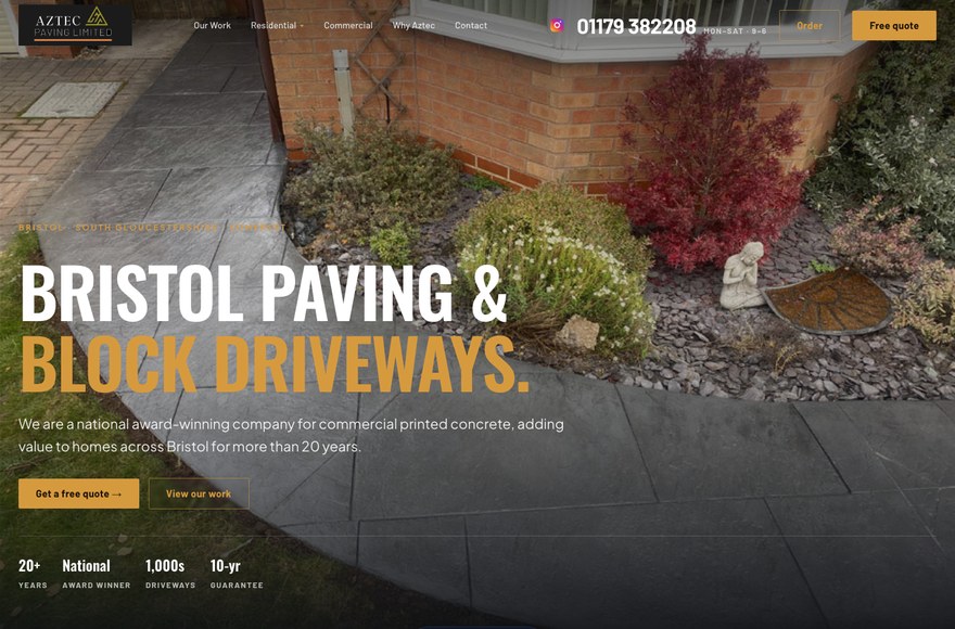 Aztec Paving Bristol block paving website designed by Mediatopia