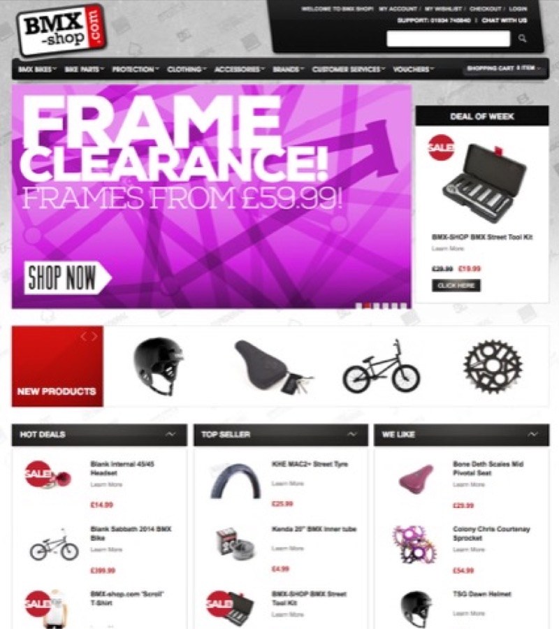 BMX-Shop.com e-commerce website designed and built by Mediatopia