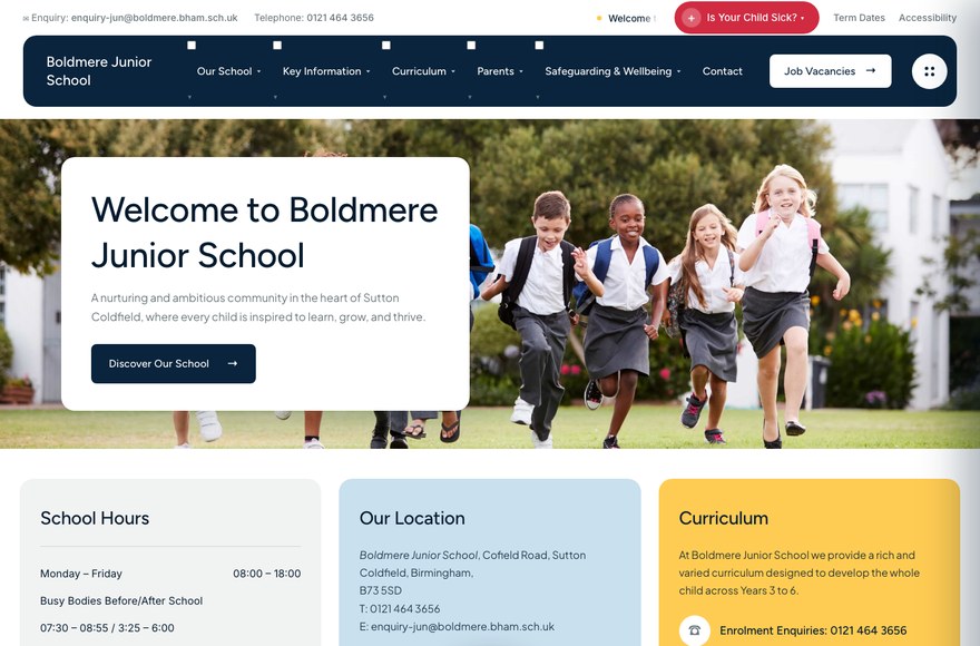 Boldmere Junior School website by Mediatopia web design