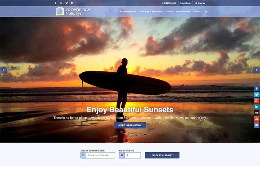 Croyde Bay Holidays hospitality website built by Bristol web development company Mediatopia