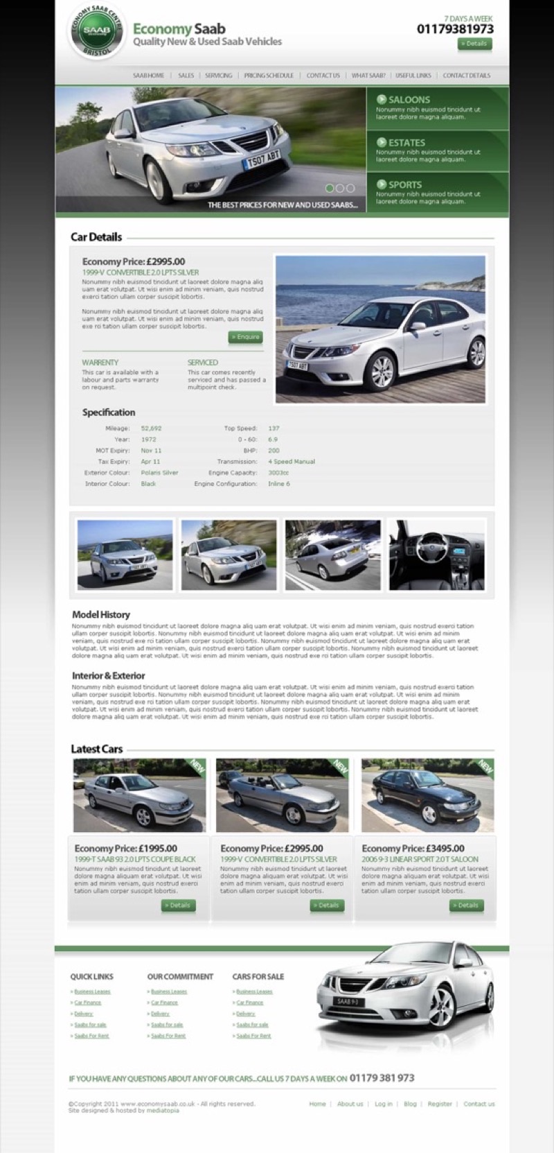 Economy Saab website designed and built by Mediatopia