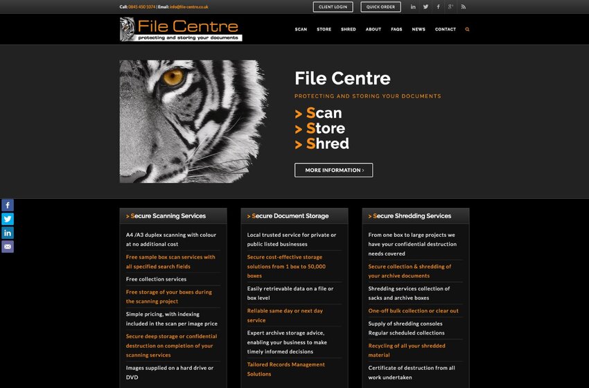 File Centre business services website built by Mediatopia bespoke web development Bristol