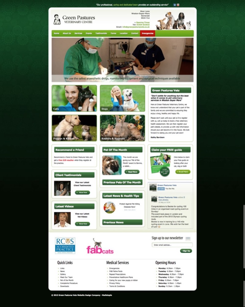 Green Pastures website designed and built by Mediatopia