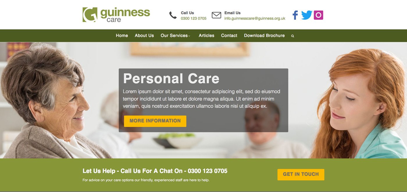 Guinness Care website designed and built by Mediatopia