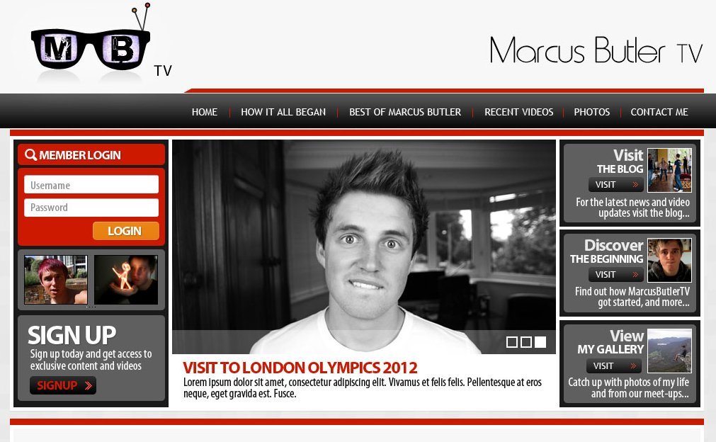 Marcus Butler website designed and built by Mediatopia