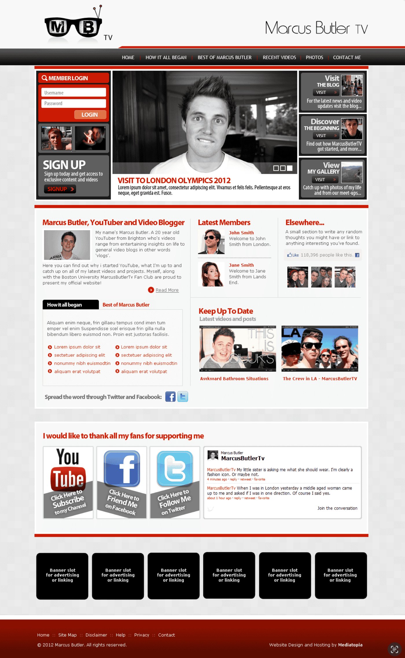 Marcus Butler website design by Mediatopia