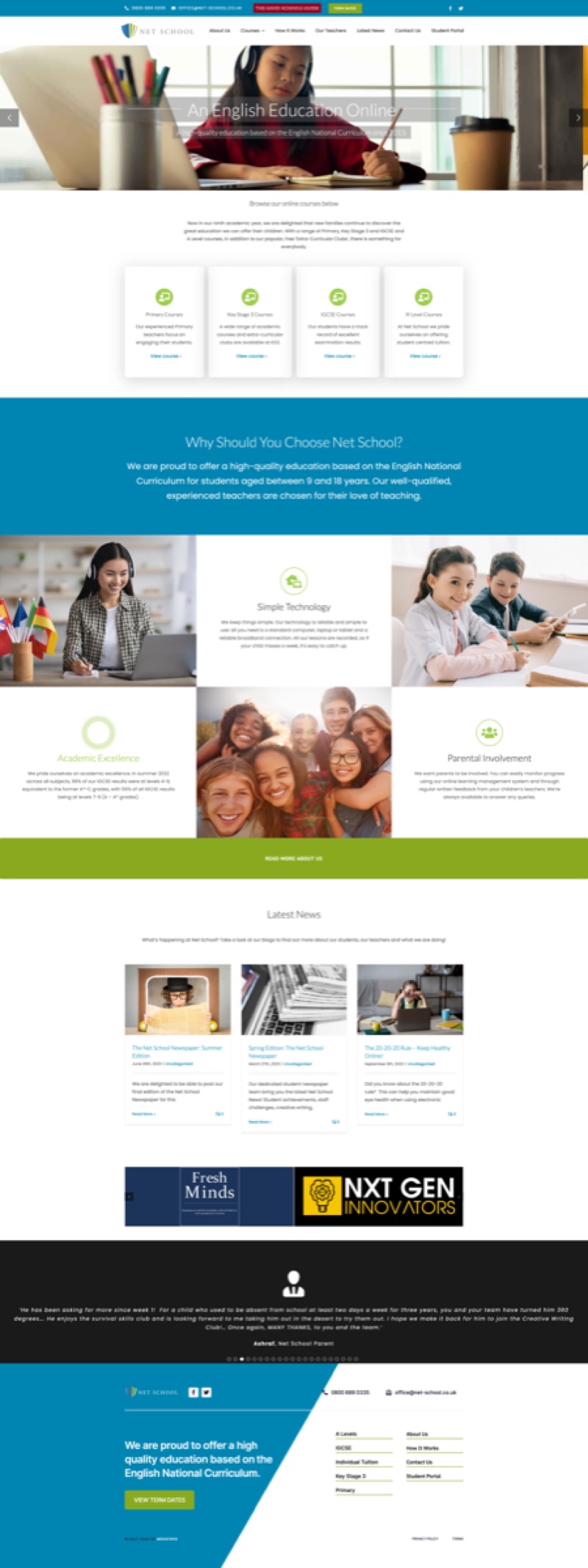 Netschool website designed and built by Mediatopia
