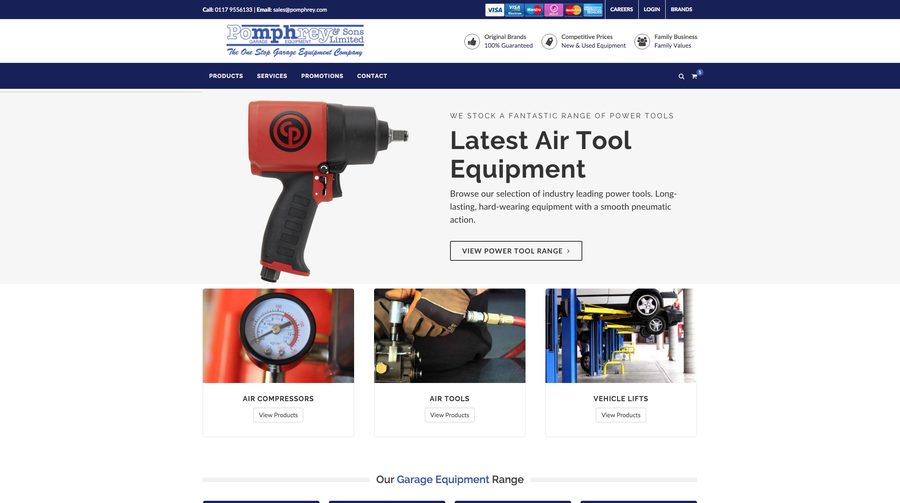 Pomphreys website — the cms rebuild, designed and built by Mediatopia