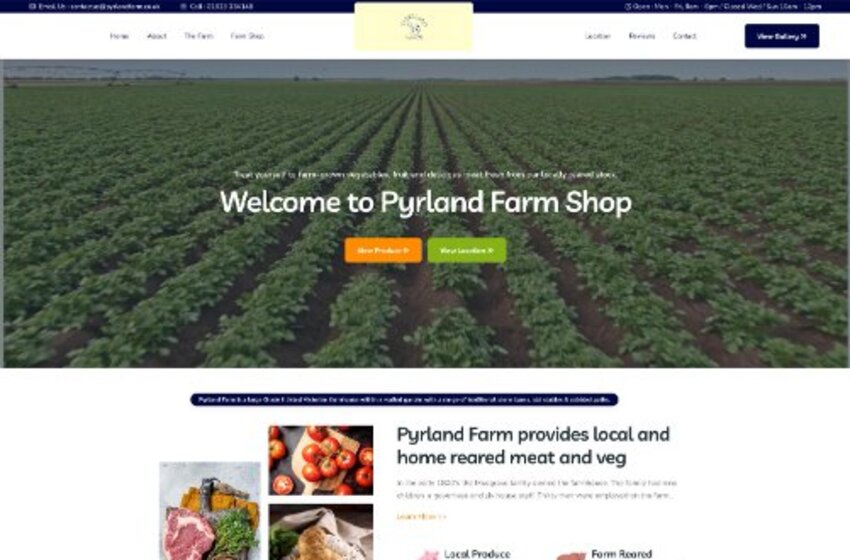 Pyrland Farm hospitality website designed by Mediatopia, web developers Bristol