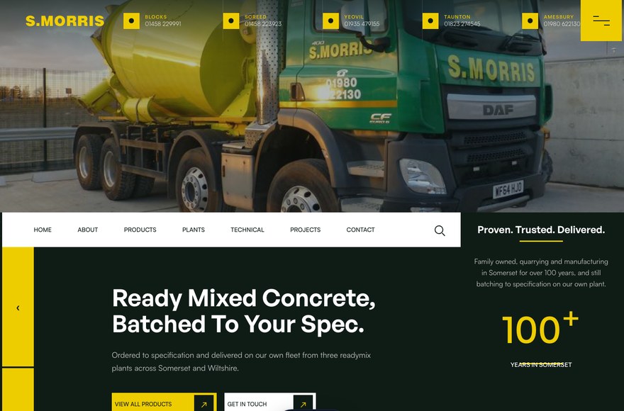 S Morris ready mixed concrete website by Mediatopia web design Bristol