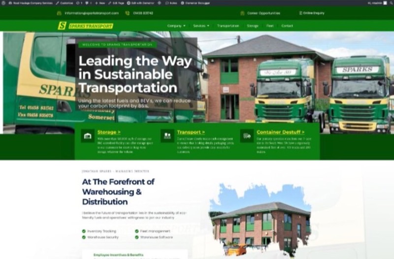 Sparks Transport website designed and built by Mediatopia