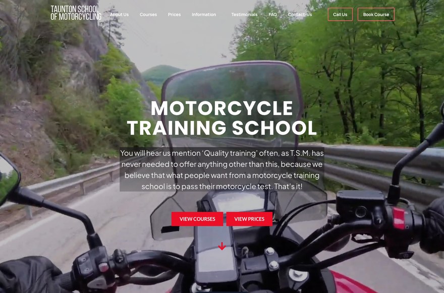 Taunton School of Motorcycling website by Mediatopia Bristol