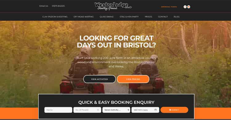 Weston Lodge Shooting Ground website designed and built by Mediatopia