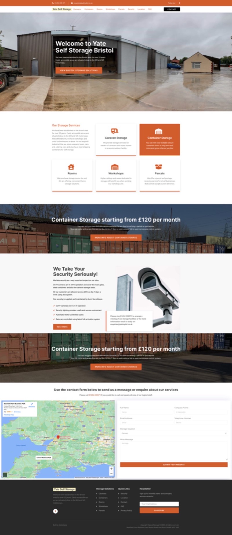 Yate Self Storage website designed and built by Mediatopia