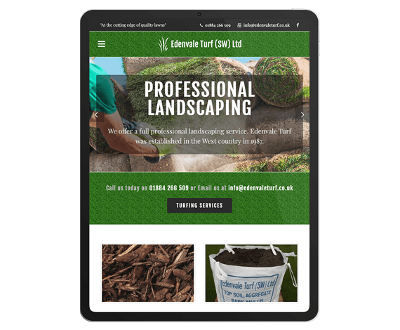 Agricultural style web design home page presented on an iPad screen.