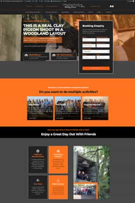 A service landing page from an activity website design
